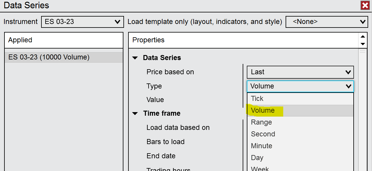 Select-Volume-Chart Select Chart Type